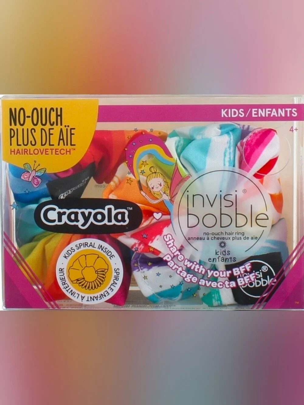 6 Packs Of 2 Crayola x invisibobble Kids No-Ouch Hair Ties - Multi Color